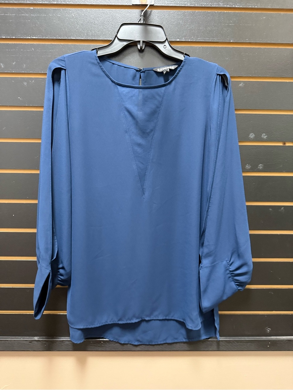 Express Split Sleeve Blouse Navy Blue XS High Low Top